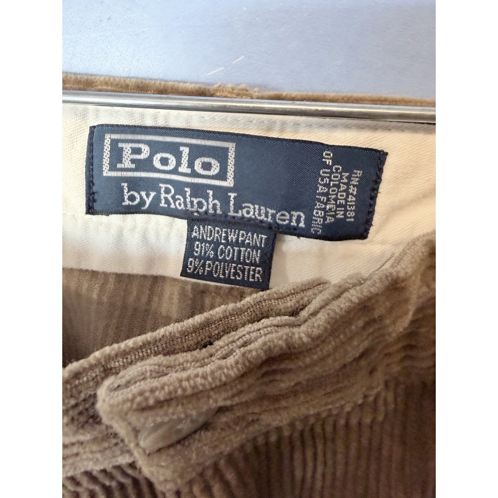 Vintage Ralph Lauren POLO Andrew Pant, two-pleat corduroy Brown 38x30 USA - Picture 3 of 4